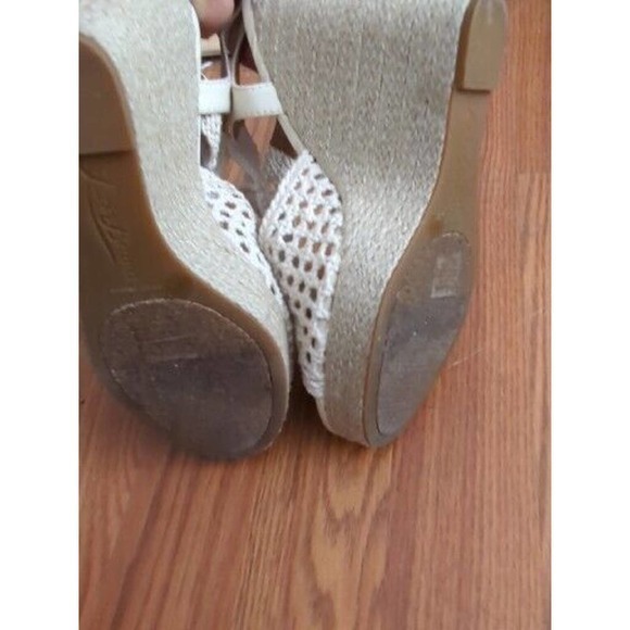 Lucky Brand Womens WEDGE SANDAL Size 8.5‎ Beige Cream Macrame Espadrilles Shoe - Picture 5 of 6